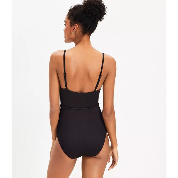 Ann Taylor Loft Beach Ribbed Belted One Piece Swimsuit S - Picture 2 of 2